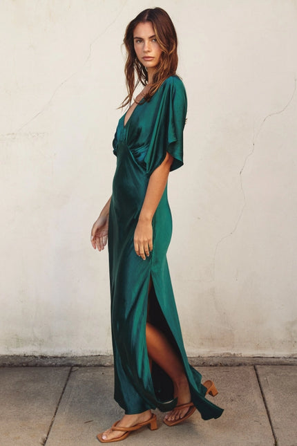 Reflection Blouson Maxi Dress Hunter Green-Maxi Dress-Dress Forum-Urbanheer