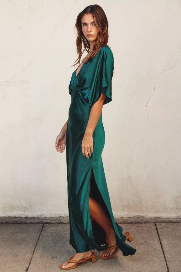 Reflection Blouson Maxi Dress Hunter Green-Maxi Dress-Dress Forum-Urbanheer