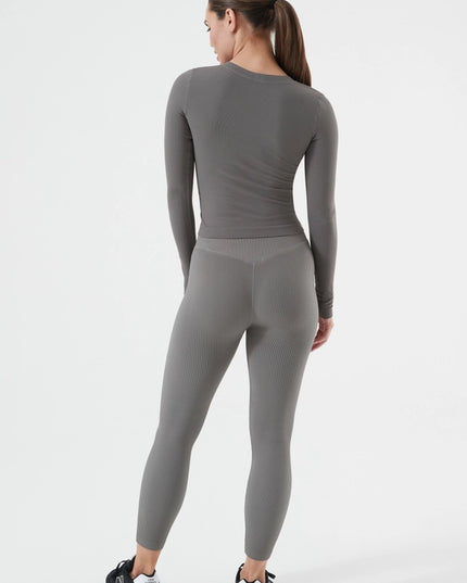 Rib Seamless Longsleeve Slate-Long Sleeve Tops-Nux Active-Urbanheer