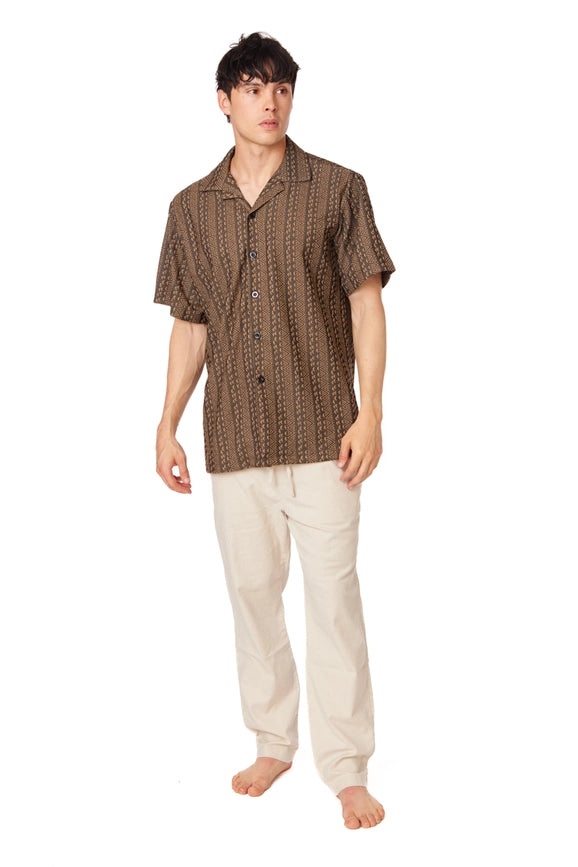 Crochet/Textured Short Sleeve Men's Shirt (4057)