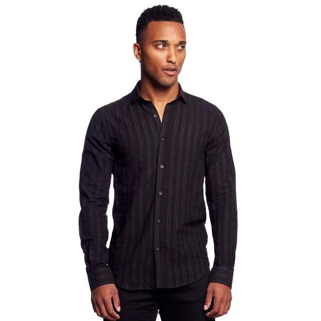 Royal Stitch Jacquard Button Down Shirt - Black-SHIRT-Eight X-BLACK-S-Urbanheer