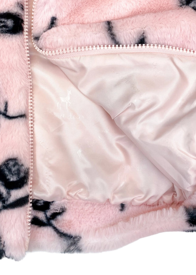 Rose Furry Hooded Jacket-doe a dear-Urbanheer