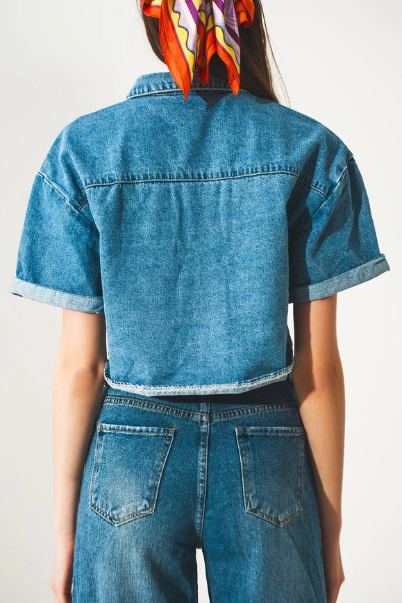 Denim Cropped Shacket in Authentic Blue-Shacket-Q2-Blue-M-Urbanheer