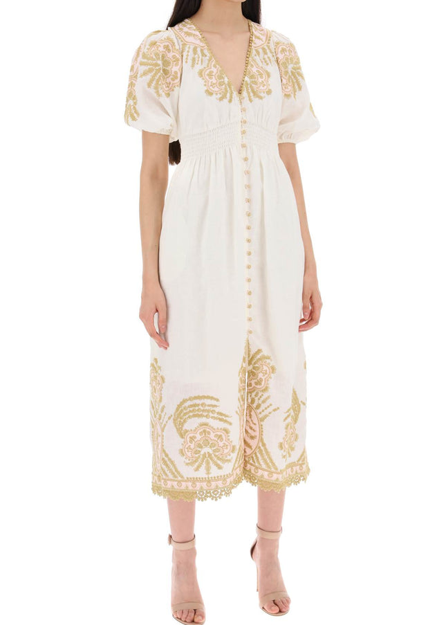 Zimmermann "waverly embroidered linen dress"