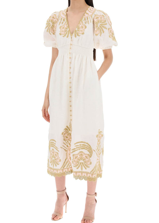 Zimmermann "waverly embroidered linen dress"