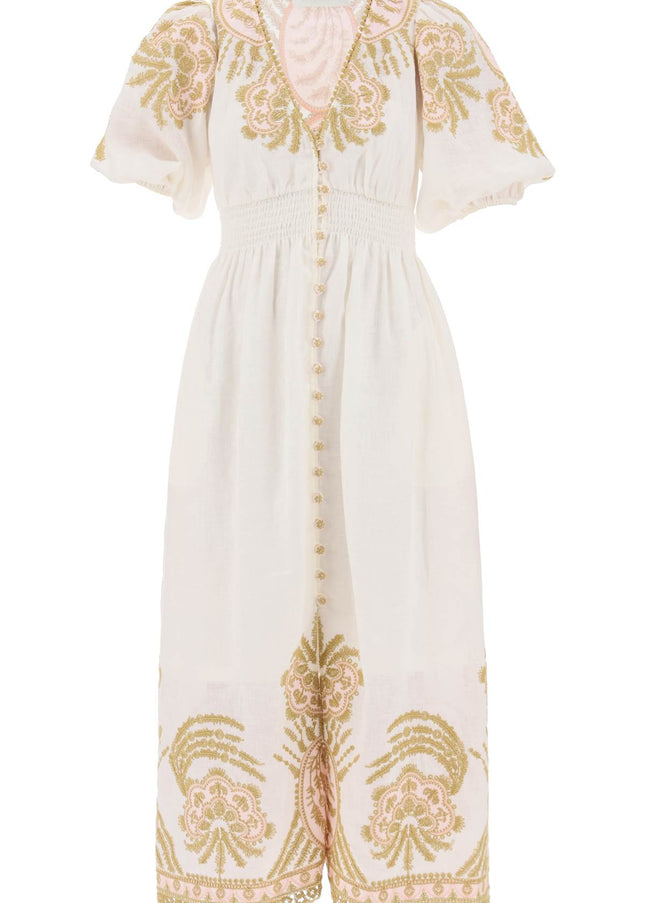 Zimmermann "waverly embroidered linen dress"