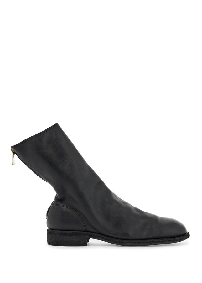 Guidi black leather boots with zip and leather sole