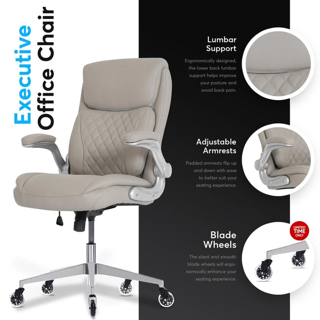 Ergoace Executive Ergonomic Office Chair Cream-Office Chairs-Oline-Cream-Urbanheer