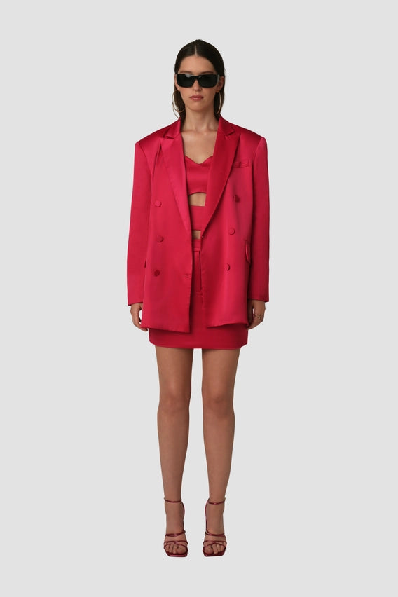 Milana Oversized Double Breast Satin Blazer Jacket-Jacket-Amy Lynn-Urbanheer