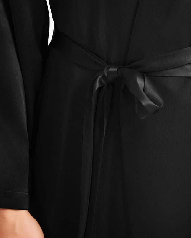 Smooth Silk Robe Black-Robe-MommeSilk-Urbanheer