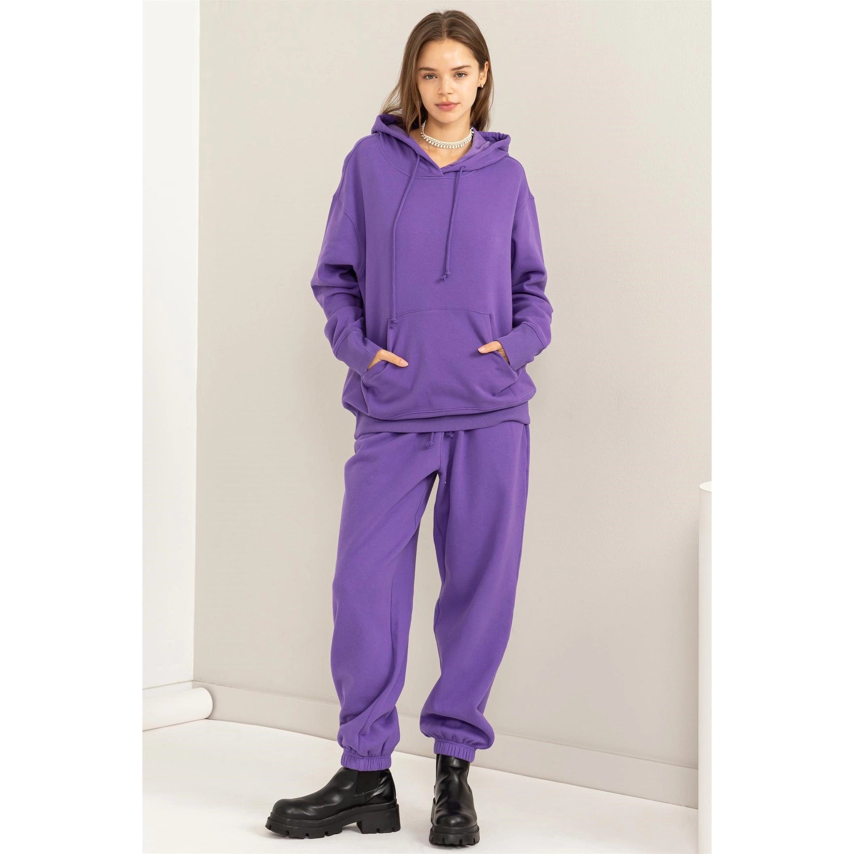 Weekend Chiller Drop Shoulder Oversized Hoodie - Wisteria-Clothing - Women-HYFVE-Urbanheer