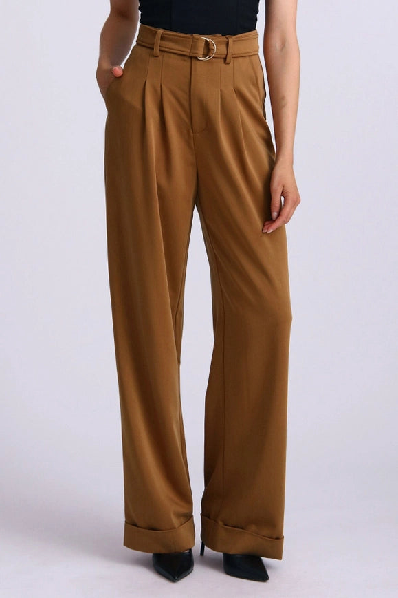 Lyocell Blend Belted Wide Leg Trouser-TROUSERS-Avec Les Filles-2-Urbanheer