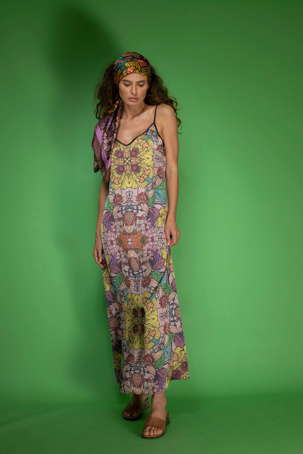 Golden Floral Slip Dress-Nuvula-Urbanheer