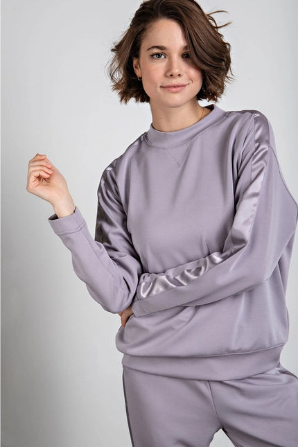 Modal Poly Span Top with Satin Side Detail Mystic Grey