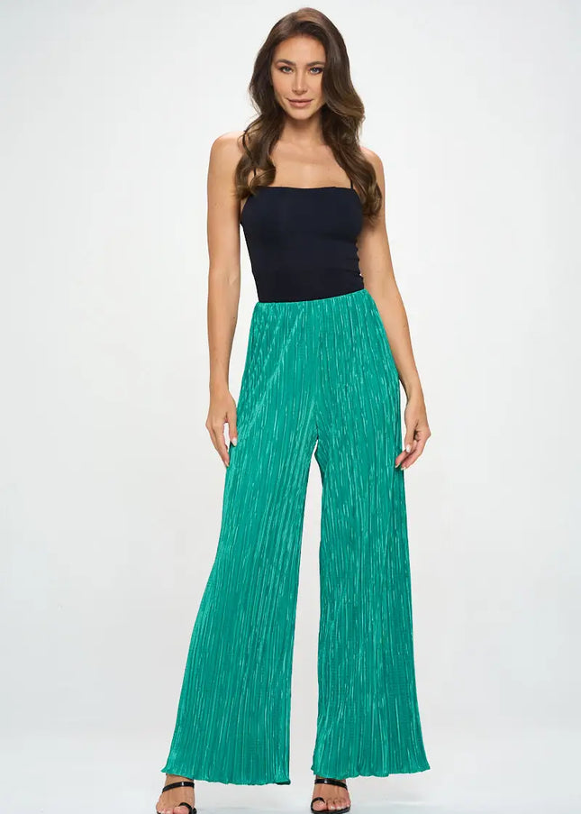 Vibrant Plisse Lined Straight Pants-Renee C.-Urbanheer