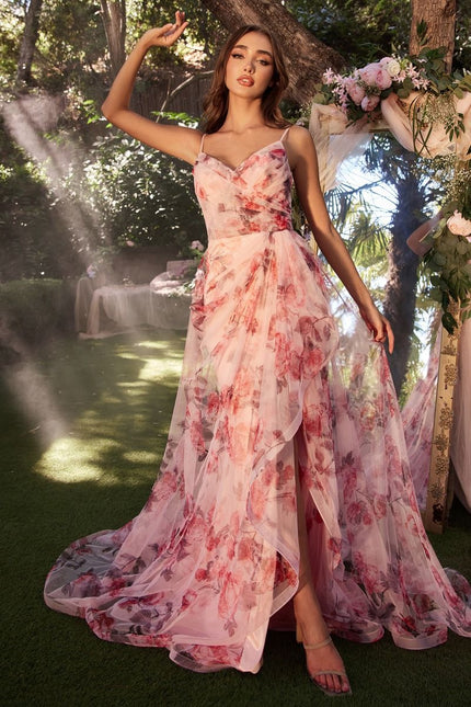 A-Line Floral Printed Gown-0