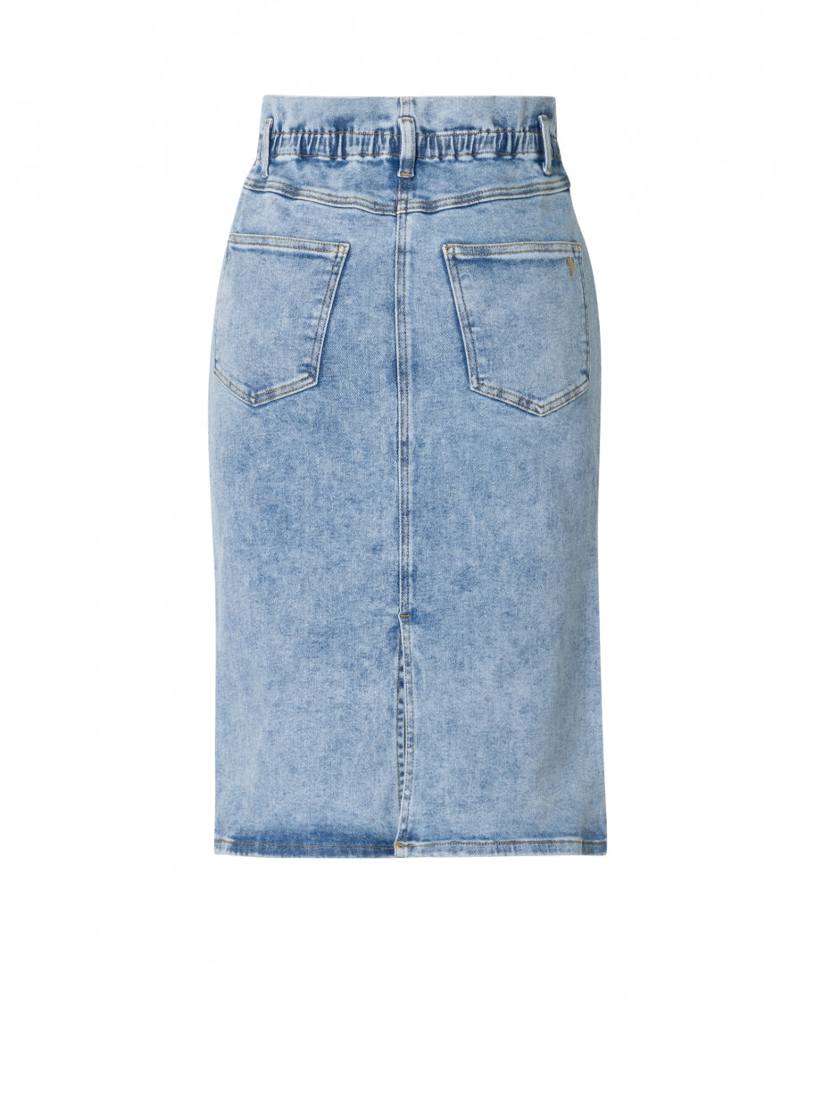 Jolien bleached denim fabric skirt-Skirts-YESTA-Urbanheer