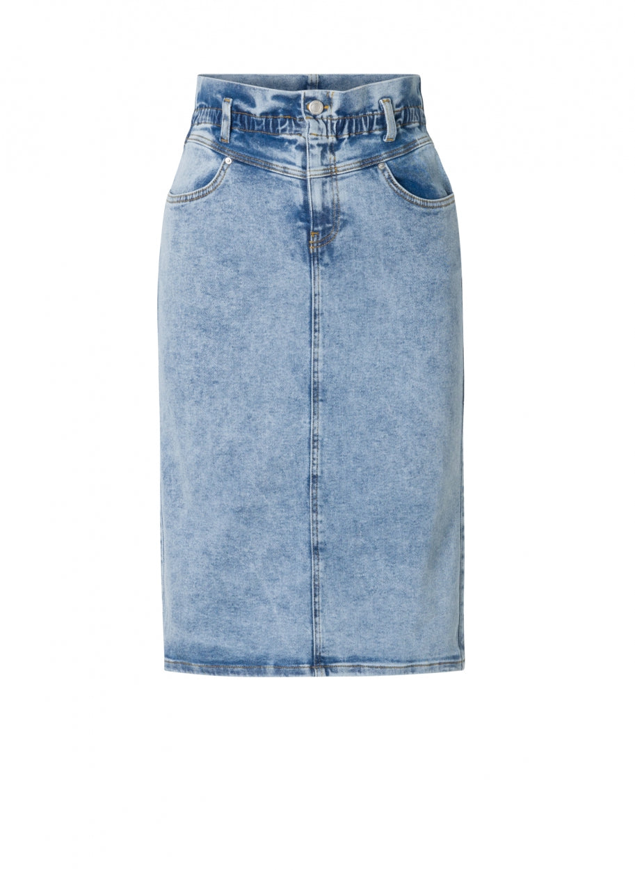 Jolien bleached denim fabric skirt-Skirts-YESTA-Bleach Blue Denim-12-Urbanheer