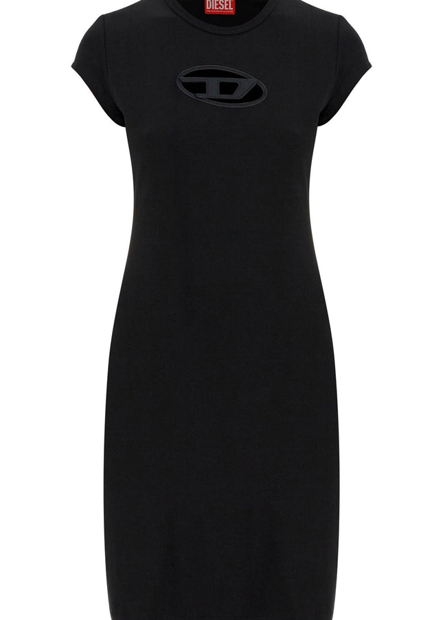 Diesel black cotton dress with central opening above the knee