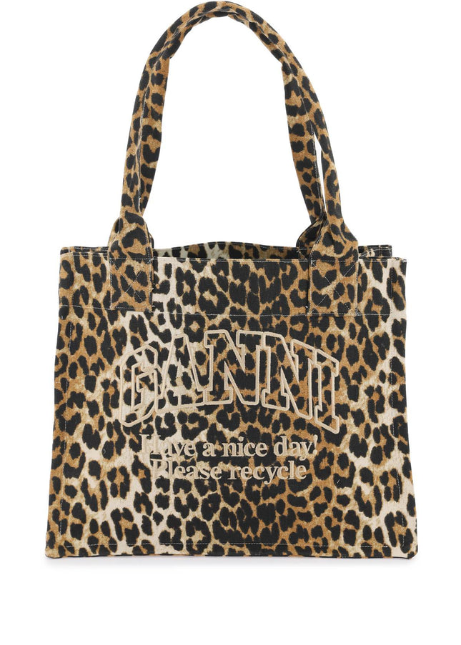 Ganni recycled cotton animal print tote bag-Bag-GANNI-os-Urbanheer