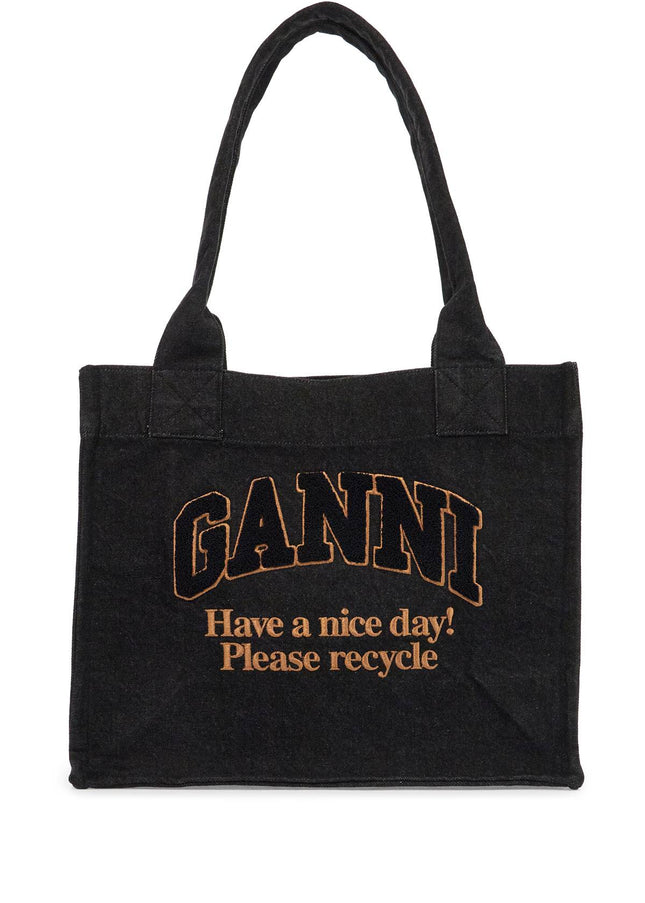 Ganni large denim easy shopper tote