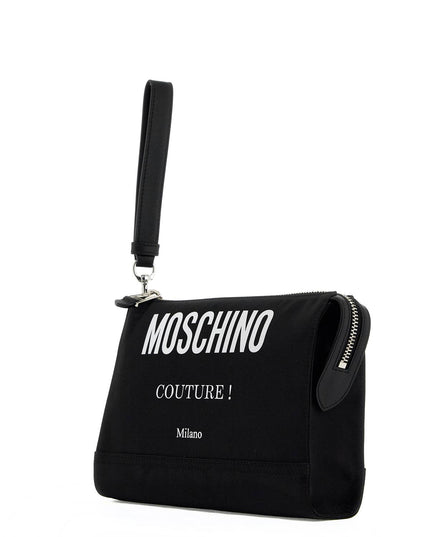 Moschino nylon logo pouch with zip