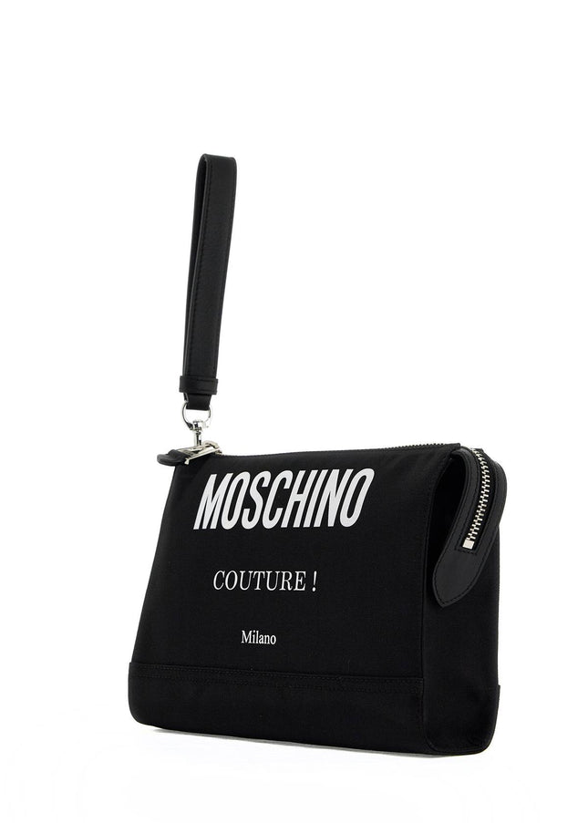 Moschino nylon logo pouch with zip