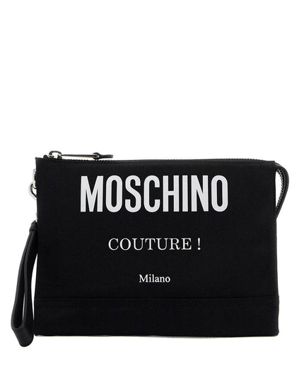 Moschino nylon logo pouch with zip