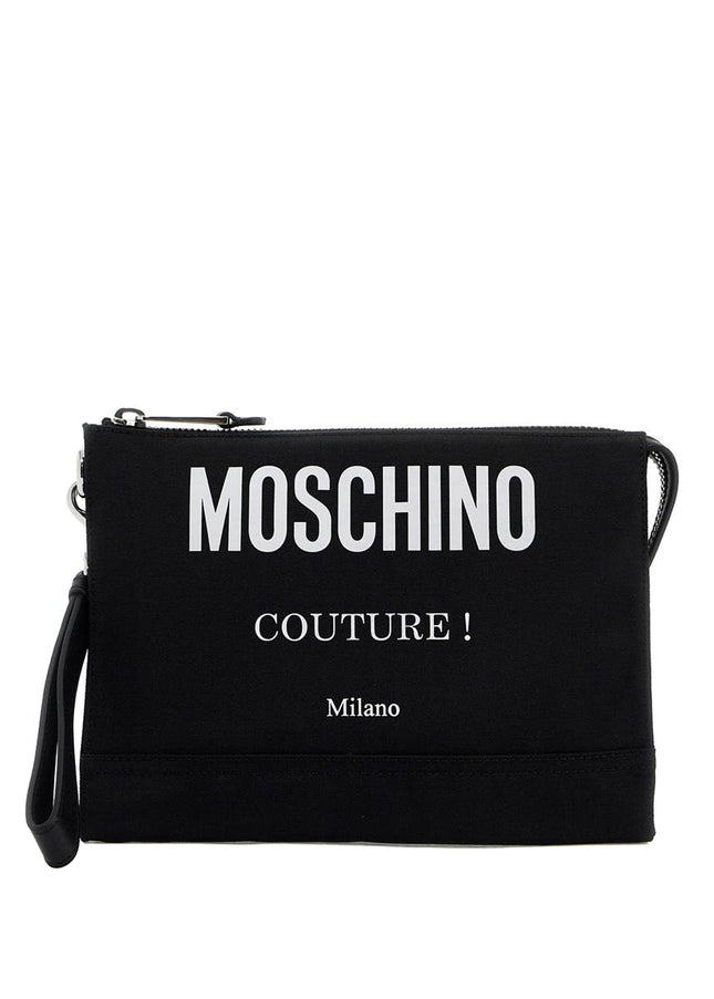 Moschino nylon logo pouch with zip