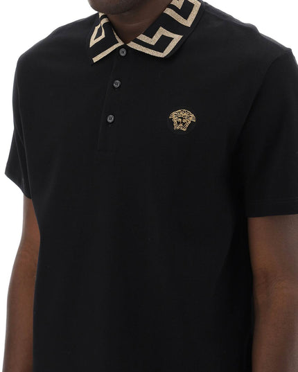 Versace taylor fit polo shirt with greca collar