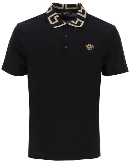 Versace taylor fit polo shirt with greca collar