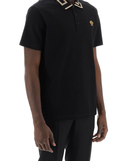 Versace taylor fit polo shirt with greca collar