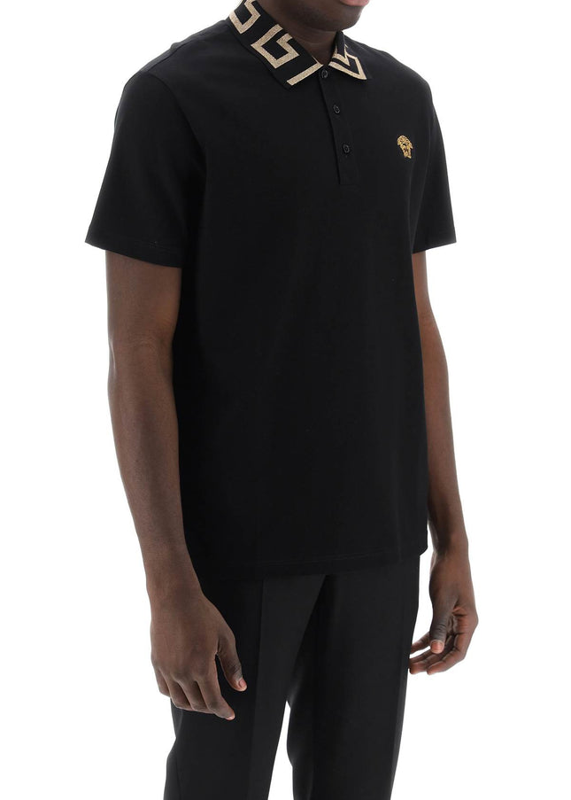 Versace taylor fit polo shirt with greca collar