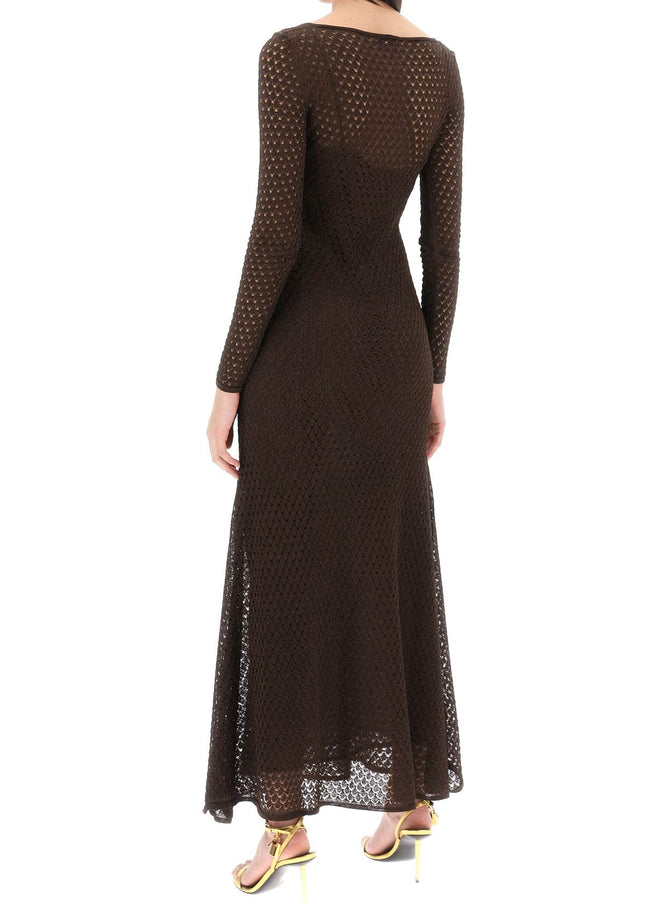 Tom Ford long knitted lurex perforated dress