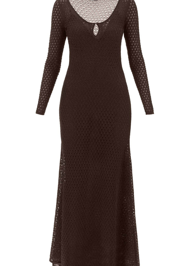 Tom Ford long knitted lurex perforated dress