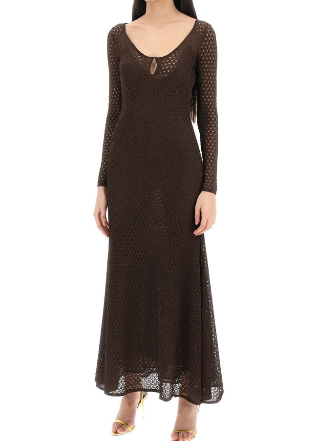 Tom Ford long knitted lurex perforated dress