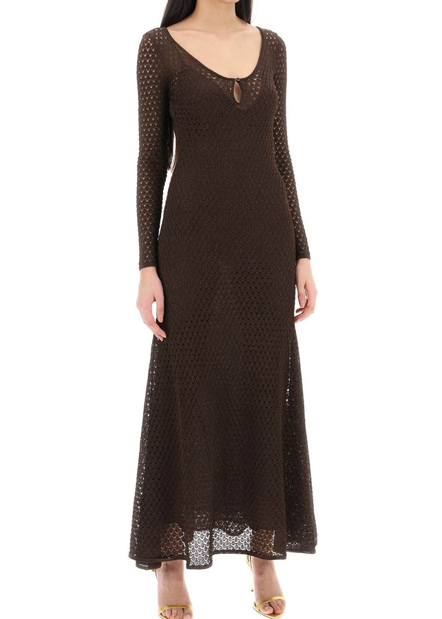 Tom Ford long knitted lurex perforated dress