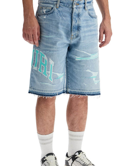 Amiri denim logo varsity bermuda shorts