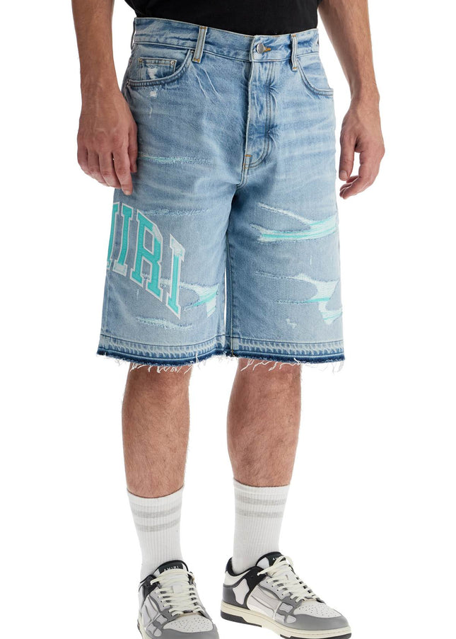 Amiri denim logo varsity bermuda shorts