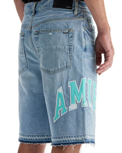 Amiri denim logo varsity bermuda shorts