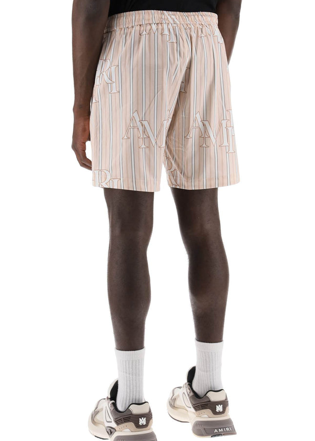 Amiri stripe technical poplin bermuda shorts with logo  "striped