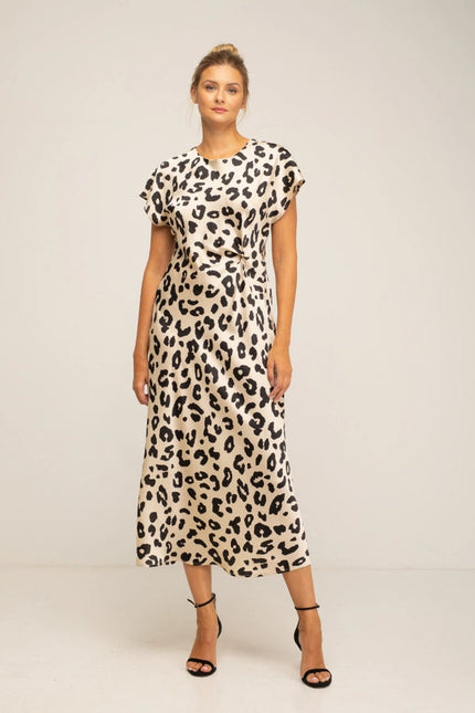 ANIMAL PRINT DRESS_ECRU