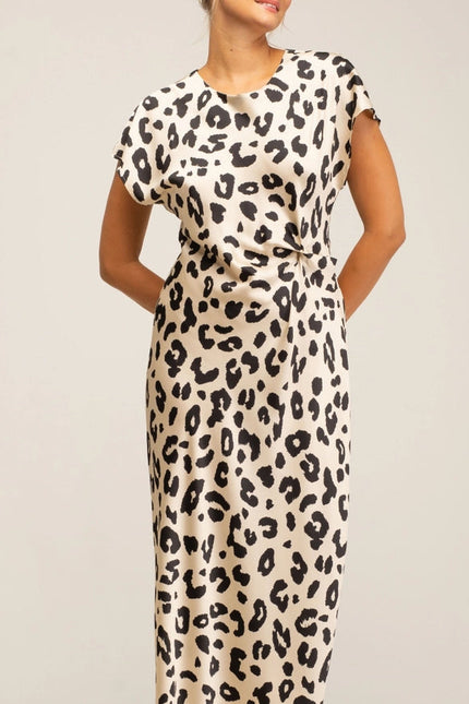 ANIMAL PRINT DRESS_ECRU