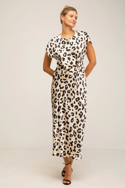 ANIMAL PRINT DRESS_ECRU