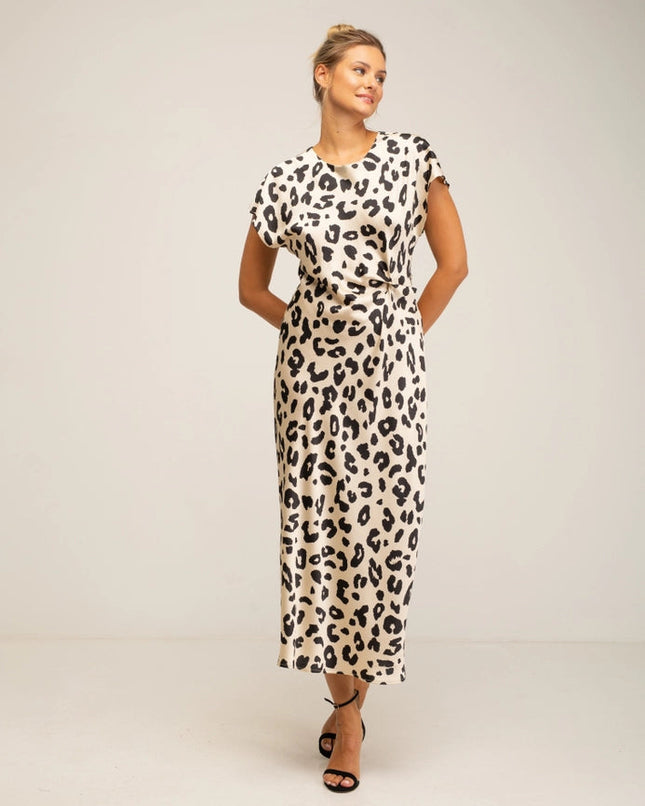 ANIMAL PRINT DRESS_ECRU