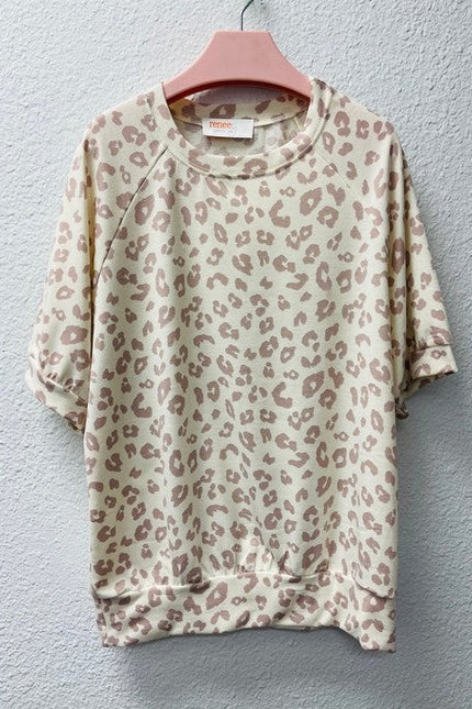 ANIMAL PRINT SHORT SLEEVE SWEATSHIRT-0