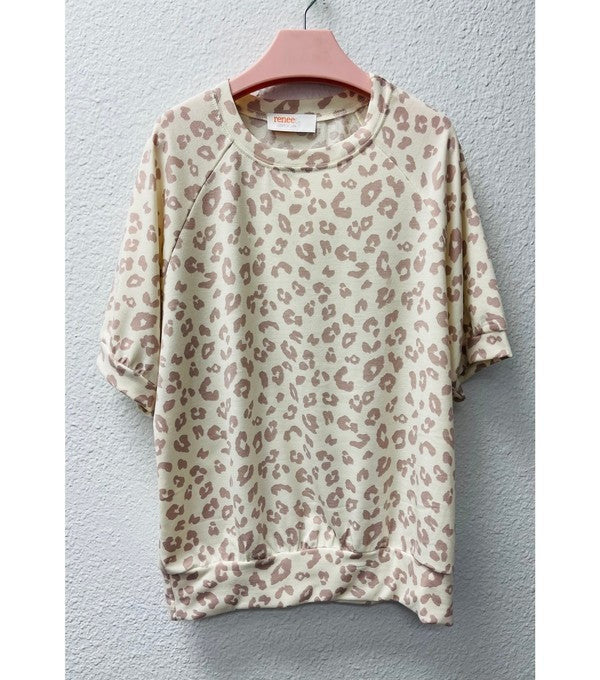 ANIMAL PRINT SHORT SLEEVE SWEATSHIRT-0