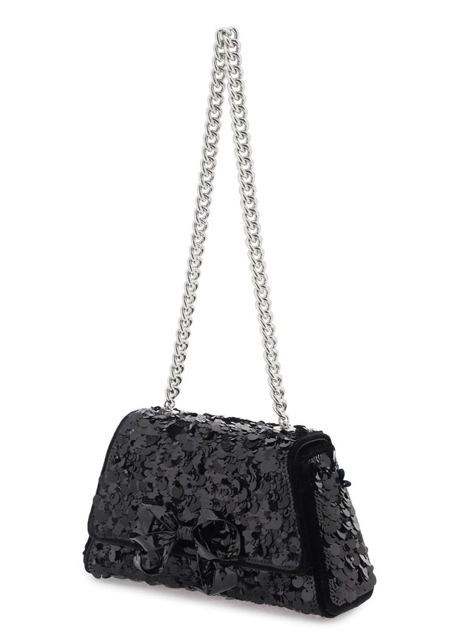 Self Portrait sequined bow mini shoulder bag