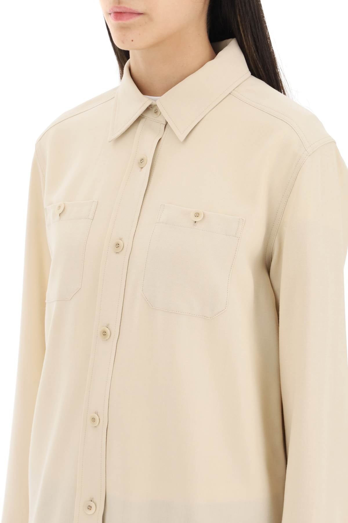 A.p.c. 'chloe' wool and viscose overshirt - Beige-clothing-A.P.C.-Urbanheer