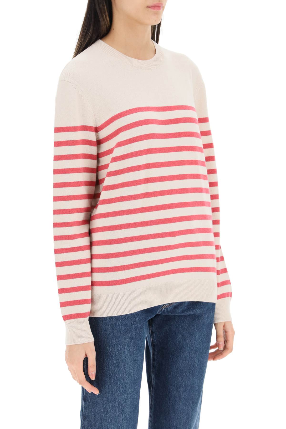 A.p.c. 'phoebe' striped cashmere and cotton sweater - Beige-clothing-A.P.C.-Urbanheer